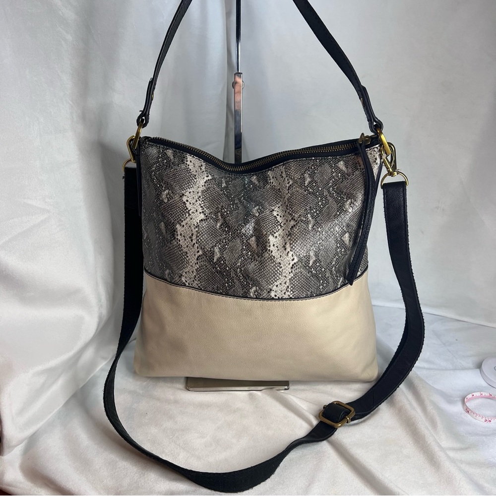 Fossil Amelia Leather Python Hobo Crossbody Shoul… - image 4